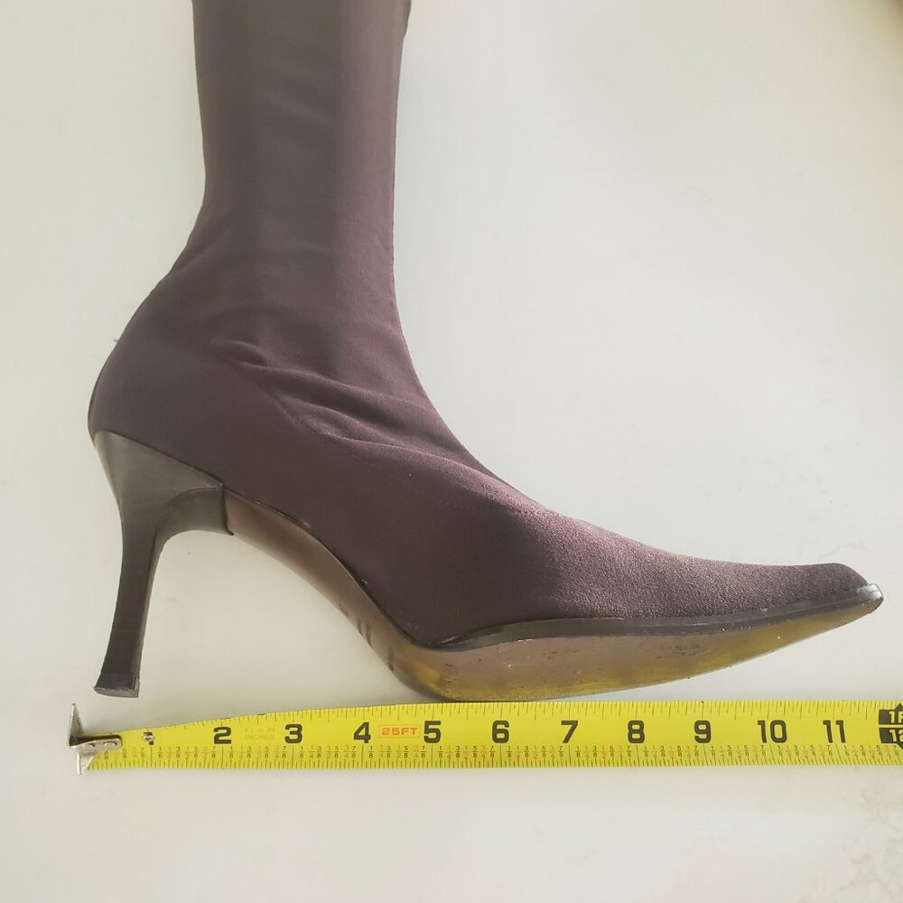 Martinez Valero Women's Dark Brown Stretch Pull On Boots Back Leather Trim 9.5 - Picture 10 of 16